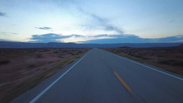 Driving Plate Utah Desert Highway 261 Southbound Evening Multicam Set 06 Rear View Southwest USA