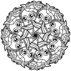 mandala monster for coloring book