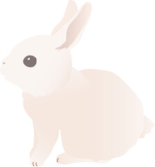 かわいい白いウサギのベクターイラストカット 座っている