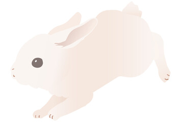 かわいい白いウサギのベクターイラストカット ジャンプ, 跳ねる