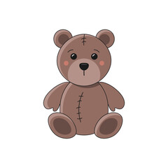 Bear toy isolated on white background. Vector illustration