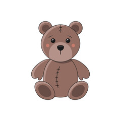 Obraz premium Bear toy isolated on white background. Vector illustration