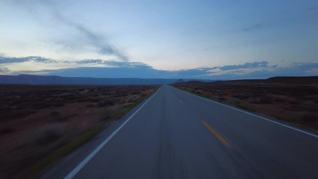 Driving Plate Utah Desert Highway 261 Southbound Evening Multicam Set 08 Rear View Southwest USA