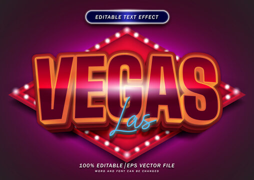 Las Vegas Text Style Effect. Luxury 3d Cartoon Style Effect. Editable Text Font.