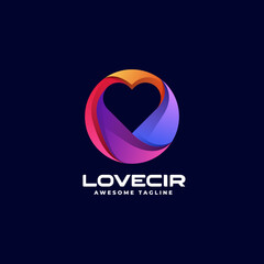 Vector Logo Illustration Twin Love Gradient Colorful Style.