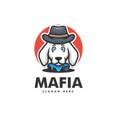 Vector Logo Illustration Mafia Dog Mascot Cartoon Style.
