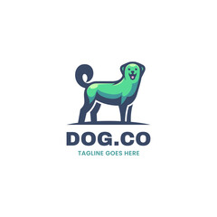 Vector Logo Illustration Dog Simple Mascot Style.