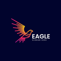 Vector Logo Illustration Eagle Gradient Line Art Style.