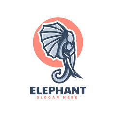 Vector Logo Illustration Elephant Simple Mascot Style.