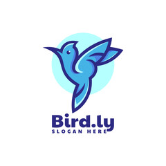 Vector Logo Illustration Bird Simple Mascot Style.