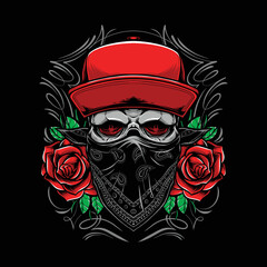 bandit skull with roses illustration.jpg