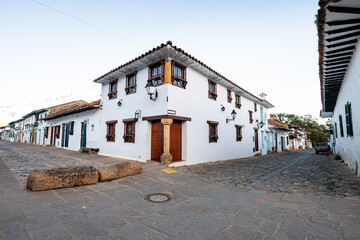 Fototapeta na wymiar street view of villa de leyva town, colombia