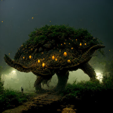 Very Old Giant Turtle Like Creature Walking Trough Morrowind