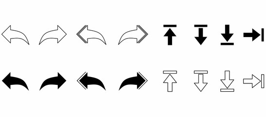 outline Silhouette Arrow set icon web isolated on white background