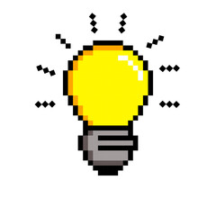 pixel bulb 8 bit games on a white background symbol of thought