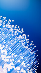 Fiber optics in blue, close up with bokeh.blurred light fiber optic for background and wallpaper.