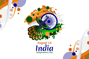 Fototapeta na wymiar August 15, Independence day of India vector illustration. Suitable for greeting card, poster and banner. 