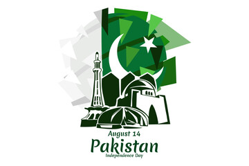 August 14, Happy Pakistan Independence Day vector illustration. Suitable for greeting card, poster and banner