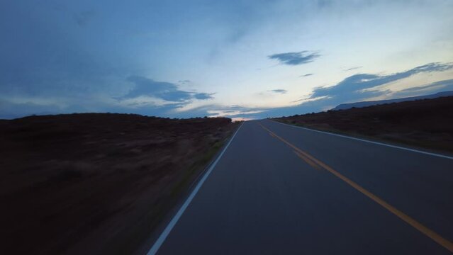 Driving Plate Utah Desert Highway 261 Southbound Evening Multicam Set 10 Rear View Southwest USA