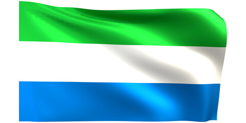 Flag of Sierra Leone 3d render.