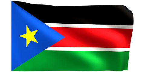 Flag of South Sudan 3d render.