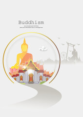 Vesak day concept for poster or banner. Vesak day Buddhists happy buddha day