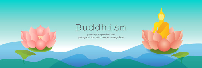 Banner Vesak Day concept for poster or banner. Vesak day Buddhists happy buddha day