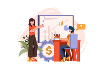 Financial Management Illustration concept on white background