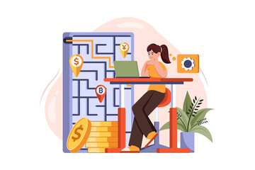 Financial Management Illustration concept on white background