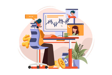 Financial Management Illustration concept on white background