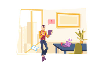 Remote working Illustration concept on white background