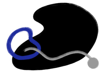 Blue grey black blob organic Geometric minimal style element hand drawn illustration