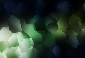 Light Green vector background with set of hexagons.