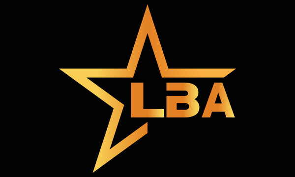 LBA golden luxury star icon three letter logo design vector template. royal logo | luxury logo | jewelry logo | premium logo | iconic logo | Victoria logo |