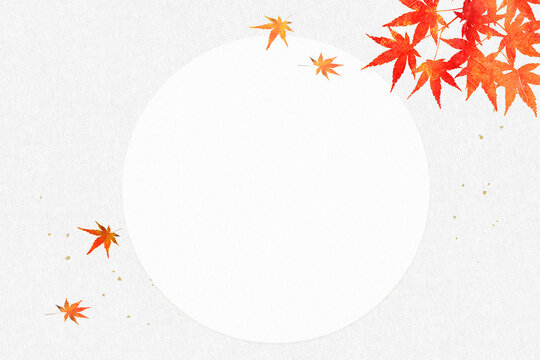 丸いアクセントで円満をイメージ。紅葉と和紙のレトロな背景。長寿祝いやギフトカードのデザイン。