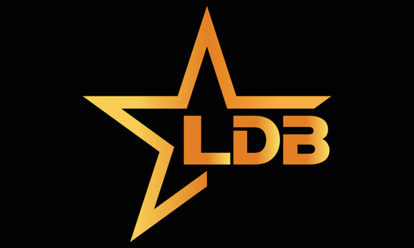 LDB golden luxury star icon three letter logo design vector template. royal logo | luxury logo | jewelry logo | premium logo | iconic logo | Victoria logo |