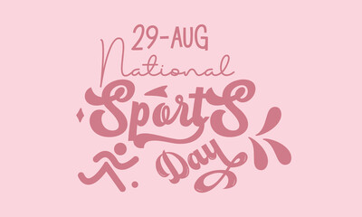National Sports Day calligraphic banner design on isolated background. Script lettering banner, poster, card concept idea. Sports awareness vector template.