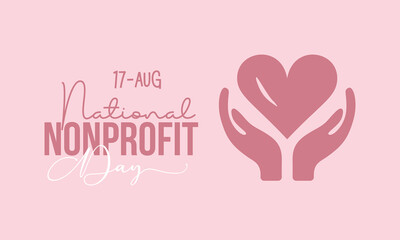 national nonprofit day calligraphic banner design on isolated background. Script lettering banner, poster, card concept idea. Shiny awareness vector template.