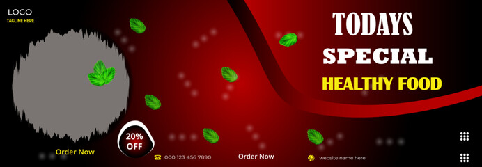 Obraz premium Delicious food menu restaurant and culinary promotional social media banner Facebook cover header & website advertisement template design.