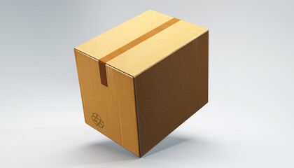 Packing cardboard parcel or Shipping carton parcel isolated on gray background, 3d rendering, 3d illustration