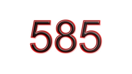 red 585 number 3d effect white background