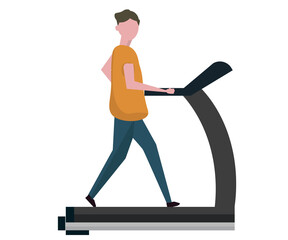 Man running on treadmill. Training gym. PNG transparent illustration
