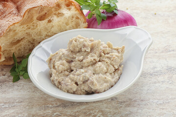 Jewish traditional cuisine herring mousse Forsmak