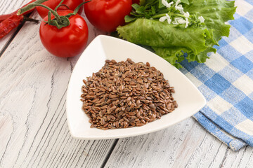 Dry Raw flax seed in the bowl