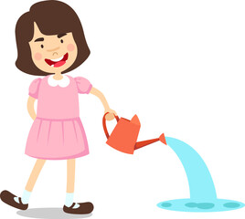 kid girl with watering can