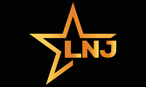 LNJ golden luxury star icon three letter logo design vector template. royal logo | luxury logo | jewelry logo | premium logo | iconic logo | Victoria logo |