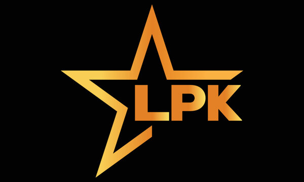 LPK golden luxury star icon three letter logo design vector template. royal logo | luxury logo | jewelry logo | premium logo | iconic logo | Victoria logo |