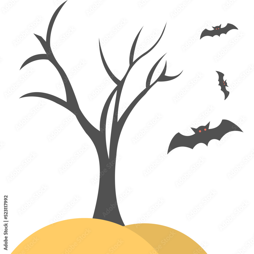 Wall mural Halloween Tree Flat Icons