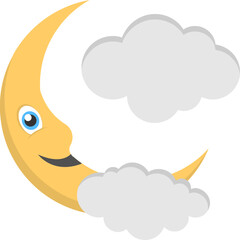 Cloudy Moon Flat Icons