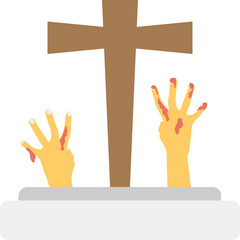 Fototapeta premium Grave Hand Flat Icons